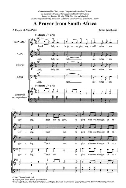 Prayer From South Africa : For SATB A Cappella.
