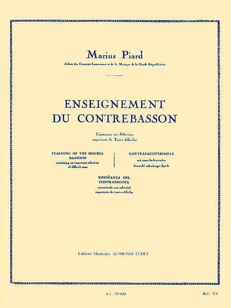 Enseignement Du Contrebasson Méthode Contenant und Sélection De Traits Difficiles (Niv. 4 à 8).