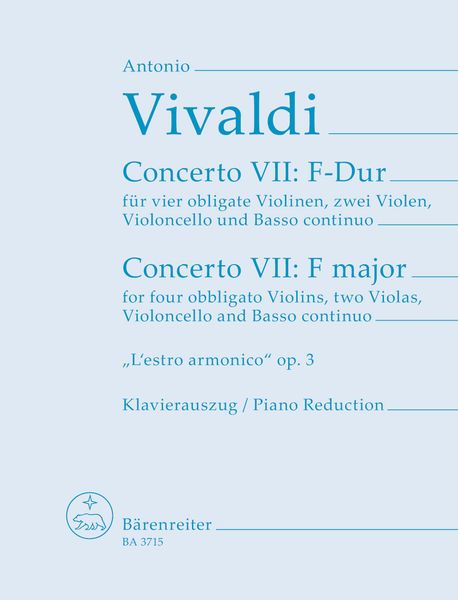 Concerto For 4 Violins, Op. 3, No. 9 : Piano reduction.