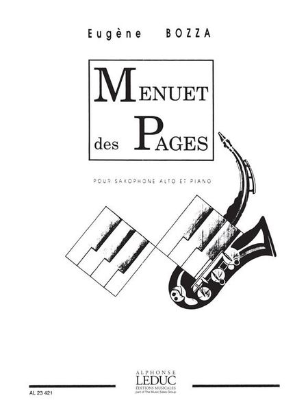 Menuet Des Pages : Pour Saxophone Et Piano.