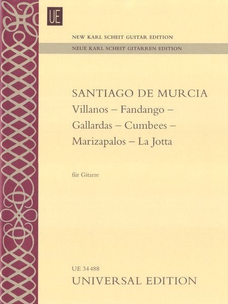 Villanos; Fandango; Gallardas; Cumbees; Marizapalos; la Jotta : Für Gitarre.