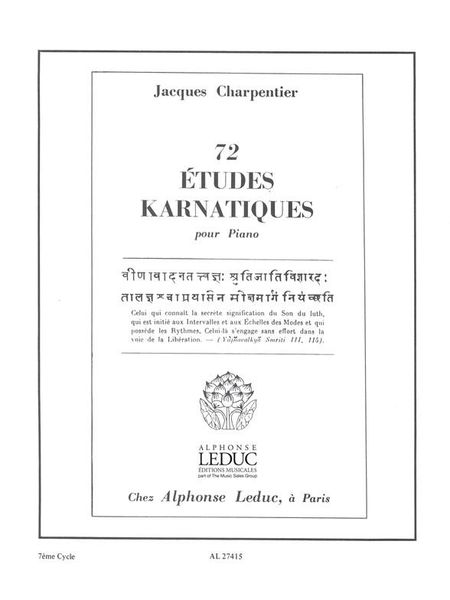 72 Etudes Karnatiques (Nos. 37-42), 7th Cycle : For Piano.