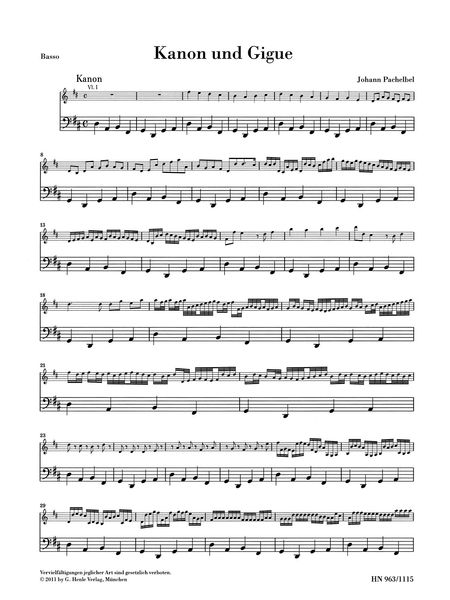Kanon und Gigue D-Dur : Für Drei Violinen und Basso Continuo / Ed. Norbert Müllemann.