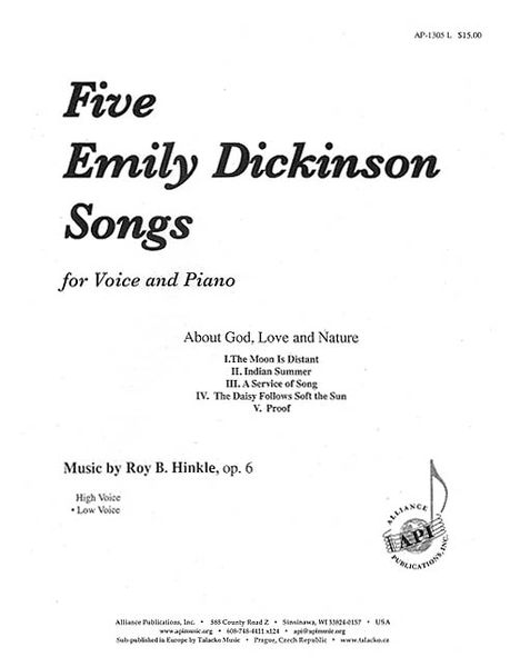 Five Emily Dickinson Songs : For Low Voice and Piano.