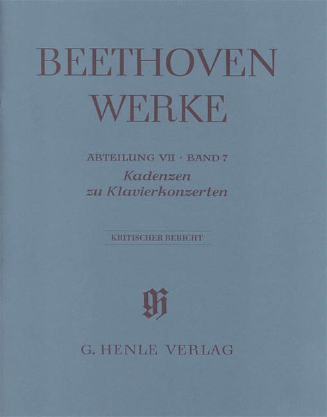 Kadenzen Zu Klavierkonzerten : Kritischer Bericht / edited by Friedhelm Loesti.