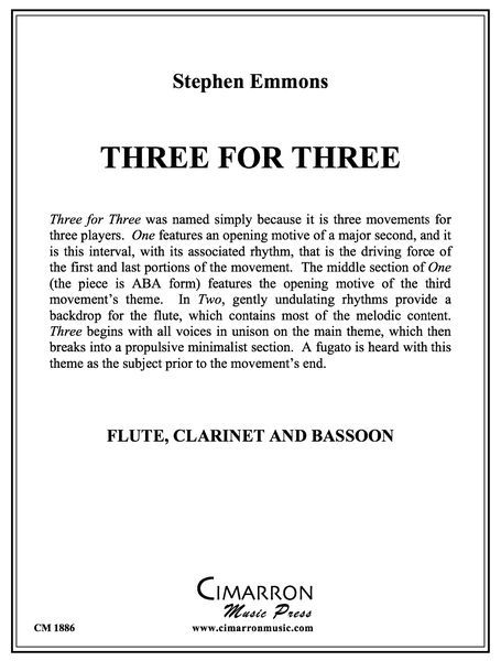Three For Three : For Flute, Clarinet and Bassoon.