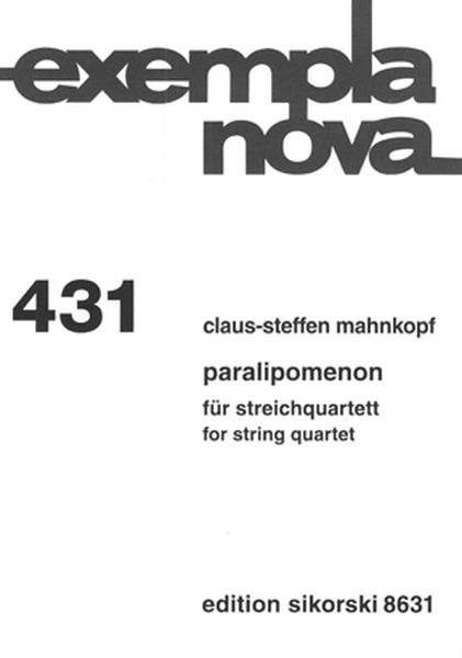 Paralipomenon : For String Quartet (1988).