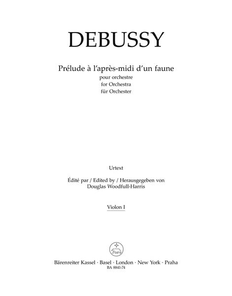 Prelude A l'Apres-Midi d'Un Faune : Pour Orchestre - Violin 1 Part.