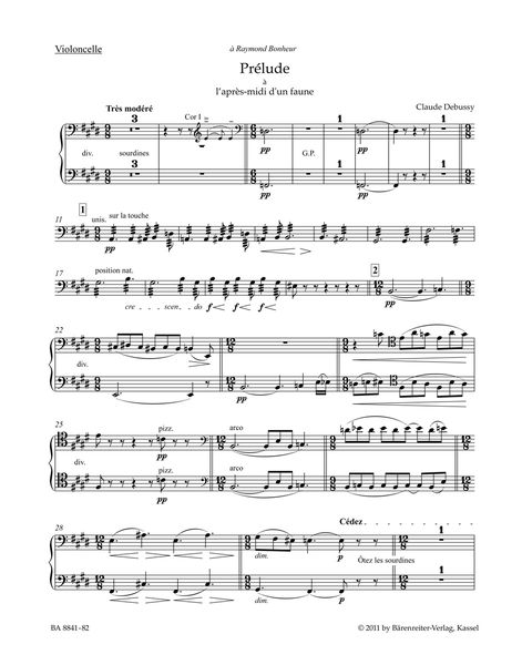 Prelude A l'Apres-Midi d'Un Faune : Pour Orchestre - Cello Part.