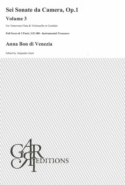Sonata Op. 1 No. 3 : For Transverse Flute and Violoncello Or Cembalo / edited by Alejandro Garri.