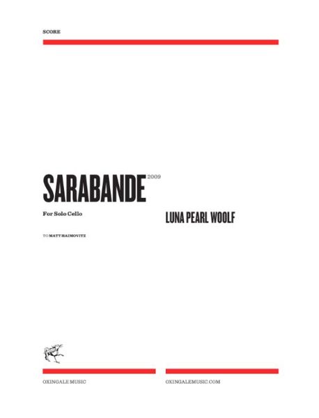 Sarabande : For Solo Cello (2009).