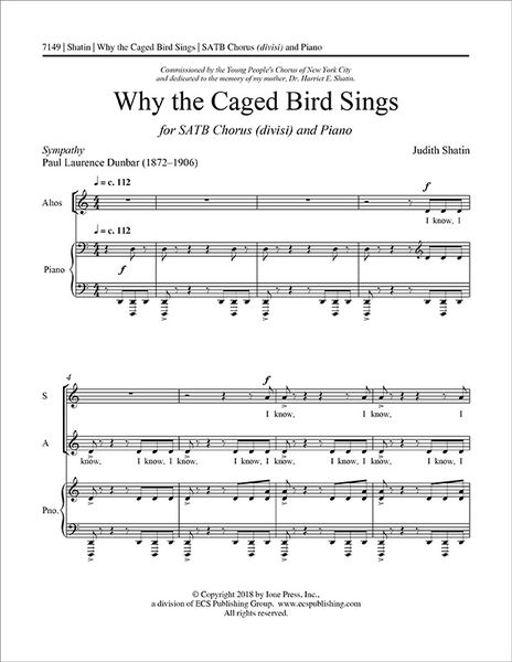 Why The Caged Bird Sings : For SATB Chorus (Divisi) and Piano.