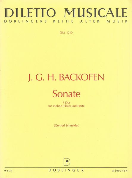 Sonata In F Major : For Violin (Flute) and Harp / Ed. by Gertrud Schneider.