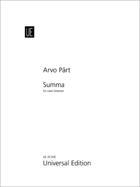 Summa : Für Zwei Gitarren (1977) / arranged by Hermann Conen (2011).
