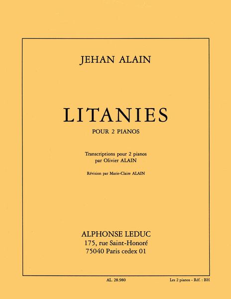 Litanies : For Two Pianos / transcribed by Olivier Alain.