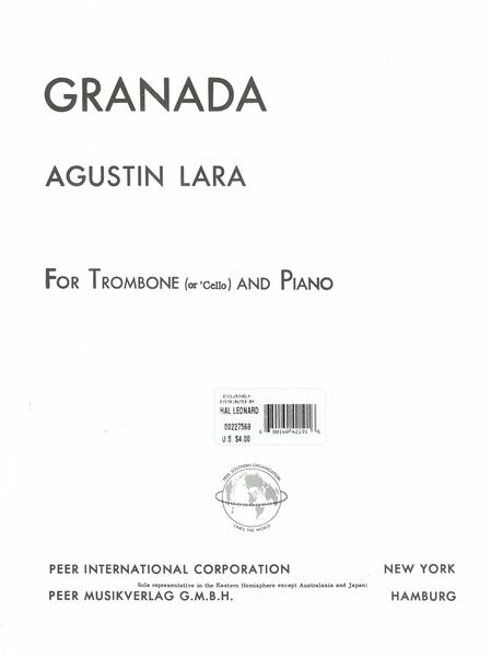 Granada : For Trombone Or Cello and Piano / arranged by Shuman.