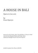 House In Bali : Opera In Two Acts.