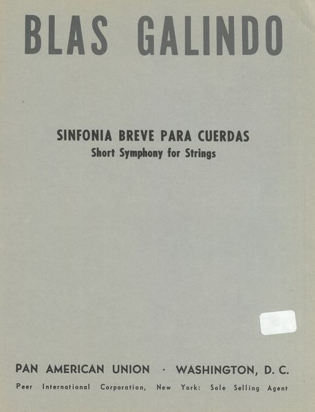 Sinfonia Breve Para Cuerdas : For String Orchestra.