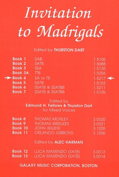 Invitation To Madrigals, Book 4 / edited by Thurston Dart.