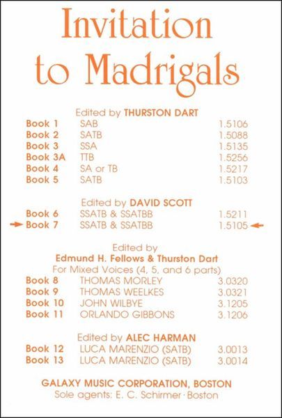 Invitation To Madrigals, Book 7 / edited by Thurston Dart.