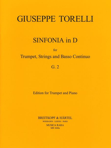 Sinfonia In D (G2)0 : For Trumpet and Piano / edited by Robert P. Block and Edward H. Tarr.