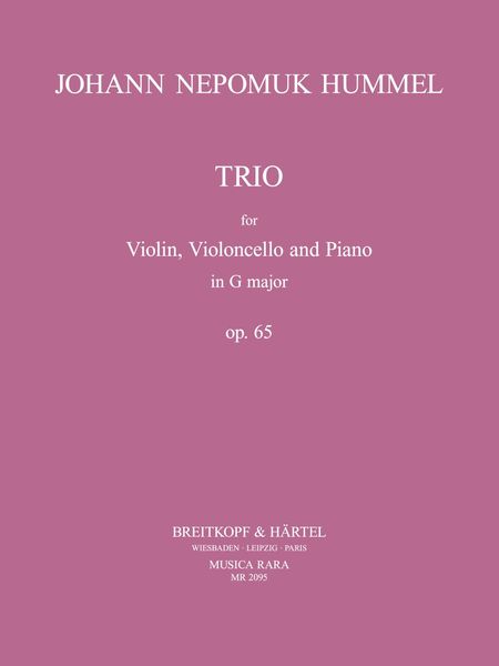 Piano Trio In G Major, Op. 65 : For Violin, Violoncello and Piano.