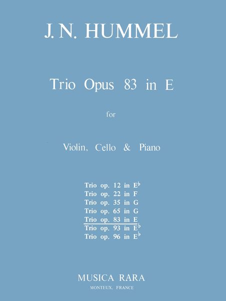 Piano Trio In E Major, Op. 83 : For Violin, Violoncello, Piano.