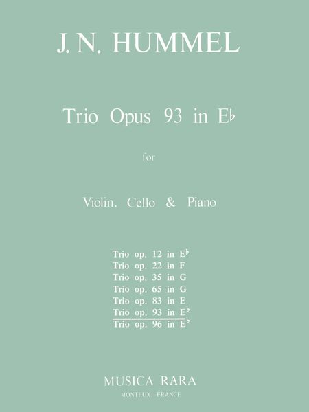 Piano Trio In E Flat Major, Op. 93 : For Violin, Violoncello, Piano.
