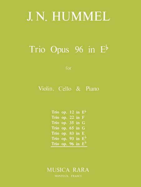 Piano Trio In E Flat Major, Op. 96 : For Violin, Violoncello, Piano.