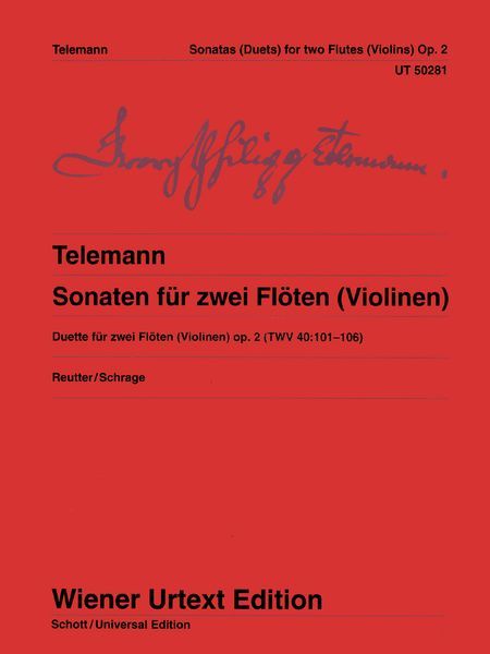 Sonaten : Für Zwei Flöten (Violinen), Op. 2 / edited by Jochen Reutter.