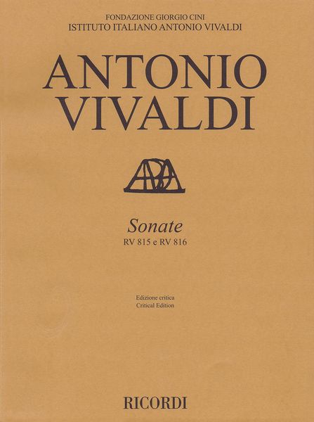 Sonate Per Violino E Basso Continuo, RV 815 E RV 816 / edited by Michael Talbot.