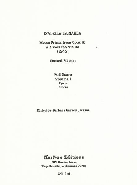 Missa Prima, Op. 18, Vol. 1 : Kyrie, Gloria.