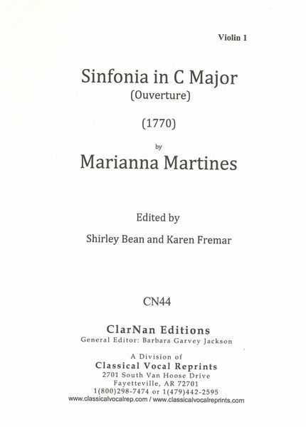 Sinfonia In C Major (Ouverture) (1770) : Orchestral Parts Set.