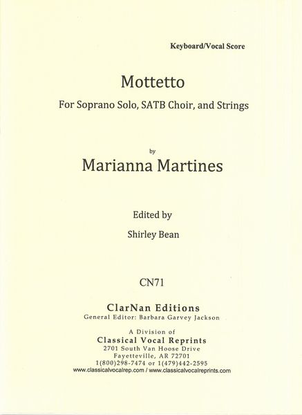 Mottetto [Erubeas Tiranne] : For Soprano Solo, SATB Choir, and Strings / edited by Shirley Bean.