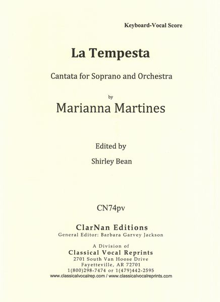 Tempesta : Cantata For Soprano and Orchestra / edited by Shirley Bean.