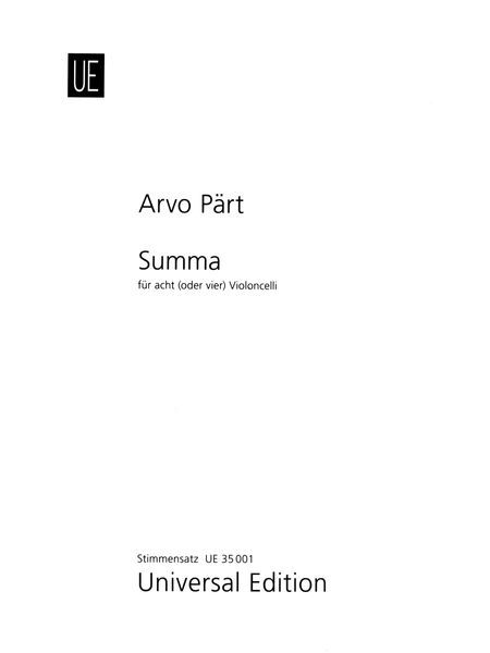 Summa : Für Acht (Oder Vier) Violincelli (1977/2010).