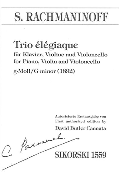 Trio Élégiaque G-Moll : Für Klavier, Violine und Violoncello.