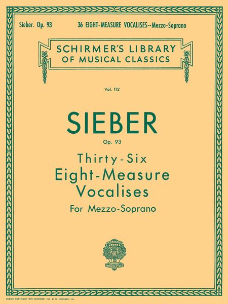 Thrty-Six Eight-Measure Vocalises For Elementary Vocal Teaching, Op. 93 : For Mezzo-Soprano.