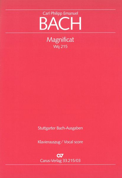 Magnificat, Wq 215 : For Soli SATB, Choir SATB and Orchestra.