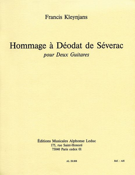 Hommage A Deodat De Severac : Pour Deux Guitares.