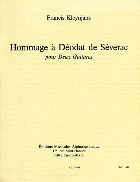 Hommage A Deodat De Severac : Pour Deux Guitares.