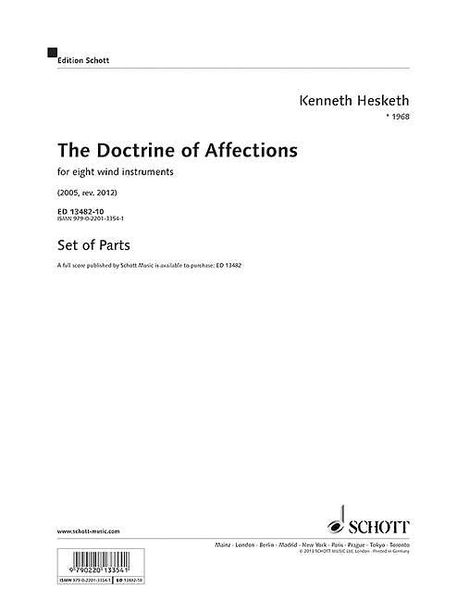 Doctrine of Affections : For Eight Wind Instruments (2005, Rev. 2012).