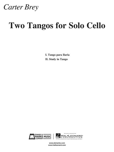Two Tangos : For Solo Cello.