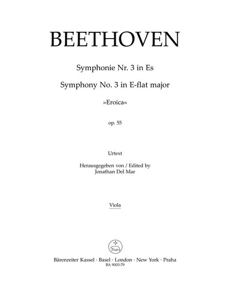 Symphony No. 3 In E Flat Major, Op. 55 (Eroica) : Viola Part.