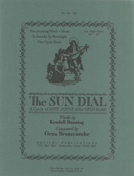 Sun Dial. Cycle Of Love Songs Of The Open Road. Texts By Kendall Banning.