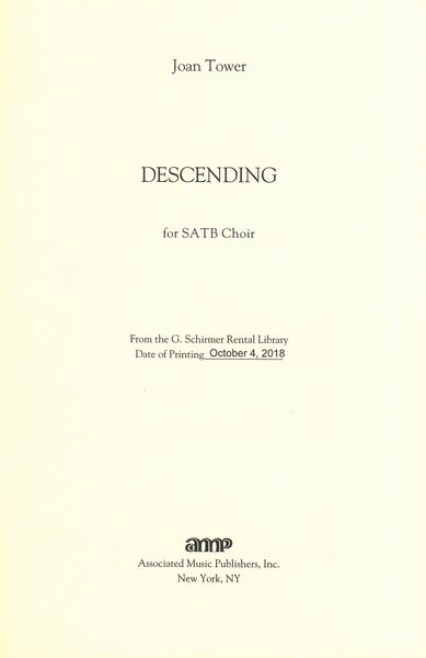Descending : For SATB Choir (2012).