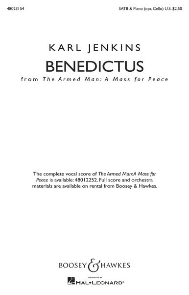Benedictus, From The Armed Man, A Mass For Peace : For SATB and Piano (Opt. Cello).