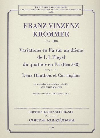 Variations In F On A Theme From I.J. Pleyel's Quartet In F (Ben 338) : For Two...
