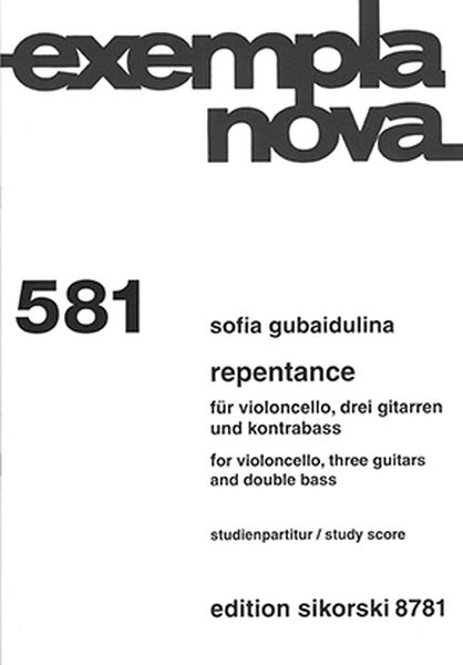 Repentance : For Violoncello, Three Guitars and Double Bass (2008).