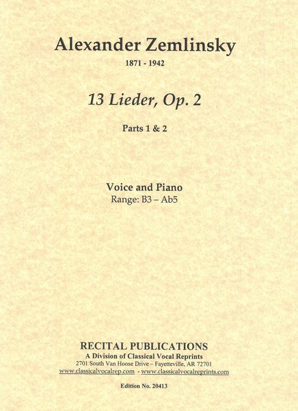 Thirteen Lieder, Op. 2 : For Voice and Piano.